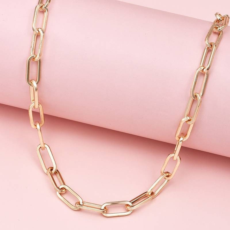 Bracelet création charms maille type trombone acier inoxydable Couleur doré accessoire accessoire