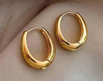 Boucles d'oreilles créoles brillantes, bijoux en cuivre, Style Simple Vintage, adaptés aux femmes,