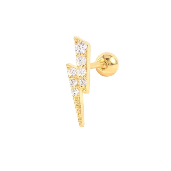 Piercing Eclair Flash or - argent 925 plaqué or 18k, Tragus, Hélix, Lobe,  ear piercing cartilage, bijoux femme, minimaliste