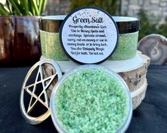 Witches Green Salt 5oz Prosperity, Wealth and Abundance Spells