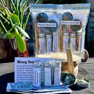 Money Bowl Kit Set-Herbs, Spell Candles, Witches Salt, Palo Santo image 7