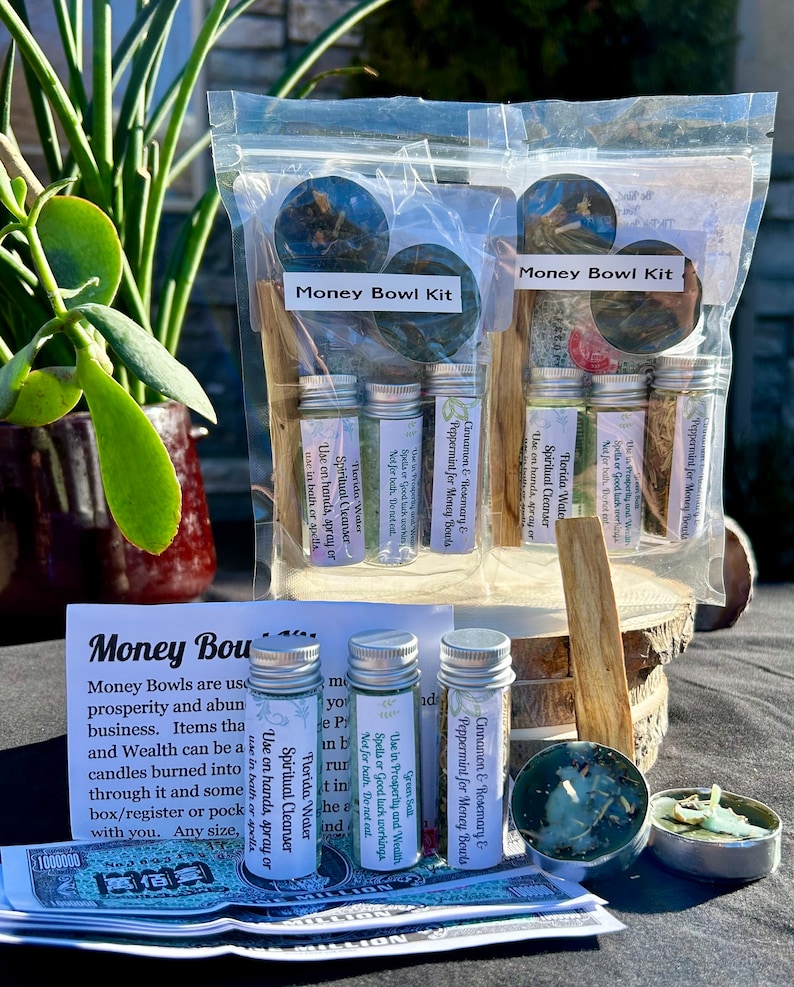 Money Bowl Kit Set-Herbs, Spell Candles, Witches Salt, Palo Santo image 5