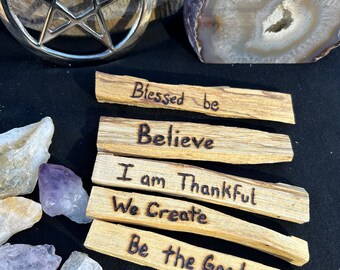 Palo Santo Hand Drawn and Hand Burned 5 pack for Smudging-Blessed Collection