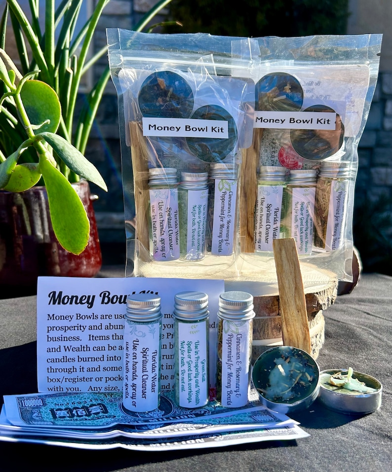 Money Bowl Kit Set-Herbs, Spell Candles, Witches Salt, Palo Santo image 6