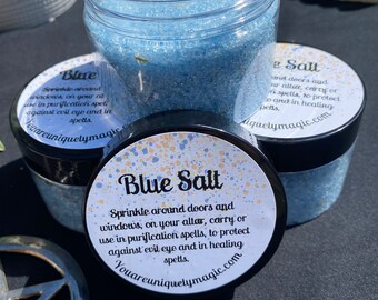 Witches Blue Salt 5oz Protection and a Cleansing Spells and Protection Spells
