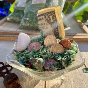 Money Bowl Kit Set-Herbs, Spell Candles, Witches Salt, Palo Santo image 3