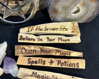 Palo Santo Hand Drawn and Hand Burned 5 pack for Smudging- The Magic Shoppe Collection