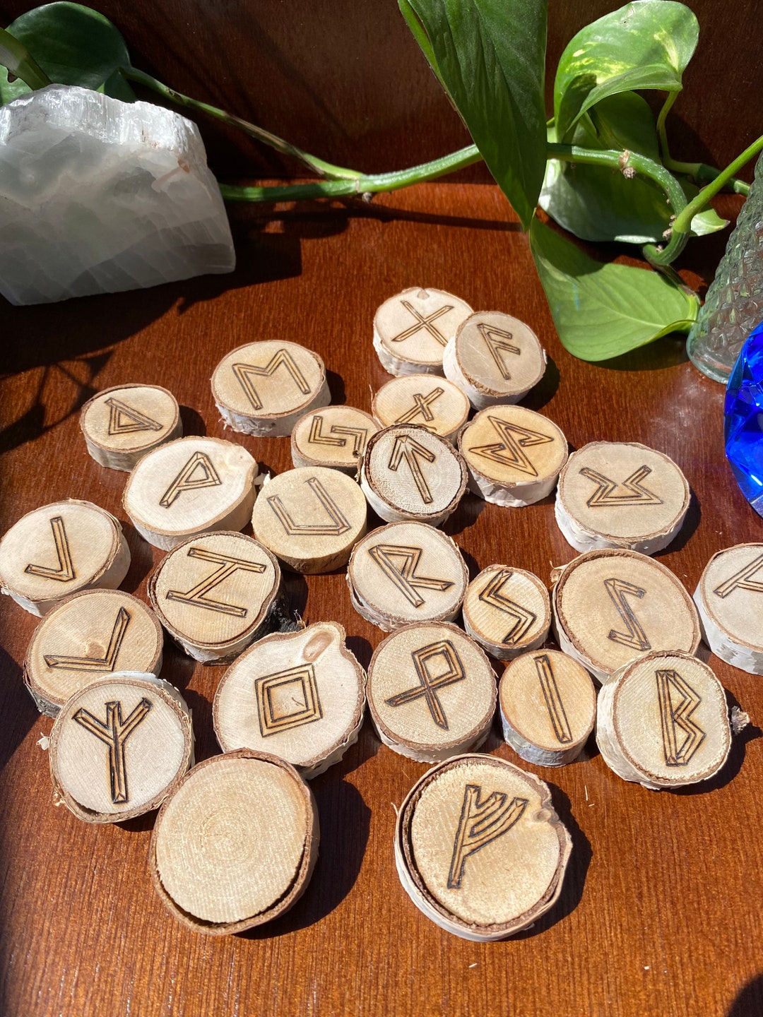 Elder Futhark Rune Set. Hand Drawn and Hand Wood-burned. Divination ...