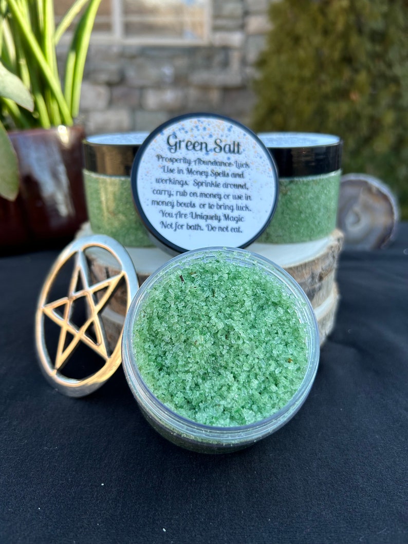 Witches Green Salt 5oz Prosperity, Wealth and Abundance Spells image 4