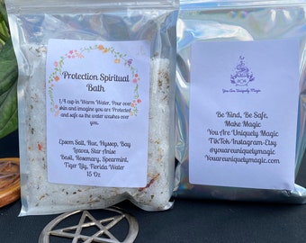 Protection Spiritual Bath with Herbs, Oils and Intentions. Spell Bath 15oz Package