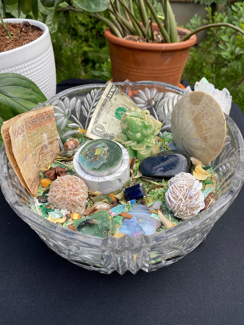 Money Bowl Kit Set-Herbs, Spell Candles, Witches Salt, Palo Santo image 2