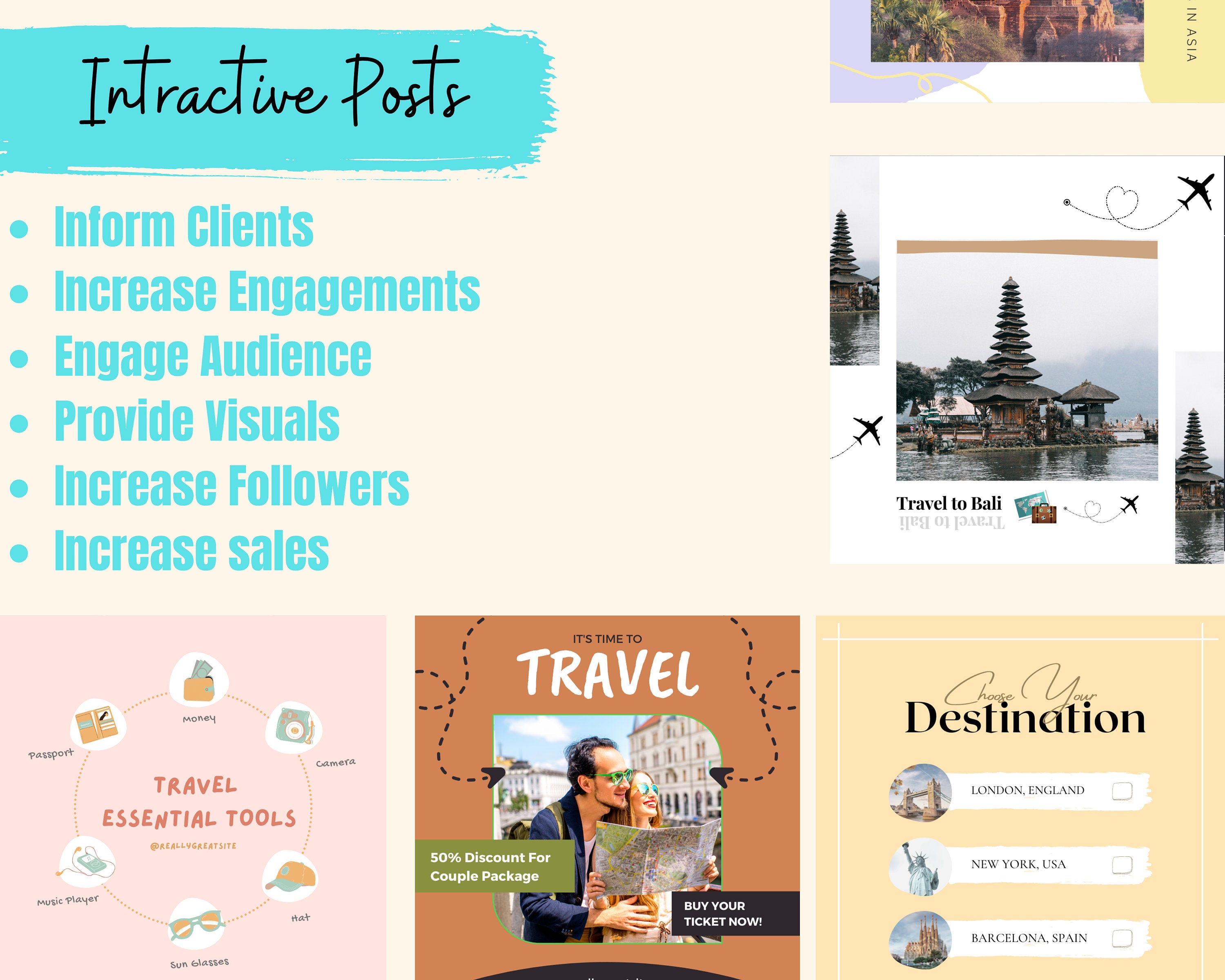 50 Editable Travel Agent Instagram Posts Canva Travel Etsy UK