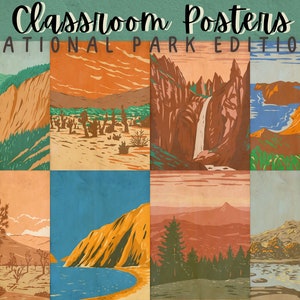 National Park Posters | Set of 36 | 8.5 x 11 Printable Classroom Decor | Digital Download
