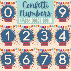 Confetti-collectie | Klasnummers afdrukbaar decor | Digitaal downloaden