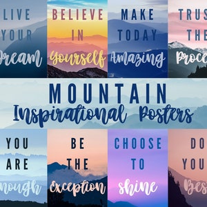 Mountain Themed | Inspirational Posters Set of 8 | Classroom Decor | Digital Download