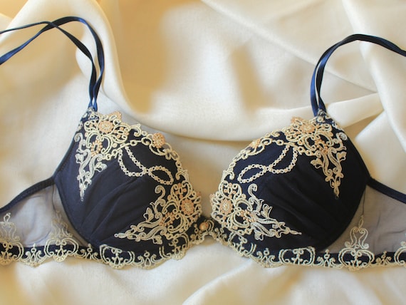 Lise Charmel Vintage Padded Bra 34B, Embroidered French Bra 75B -   Canada