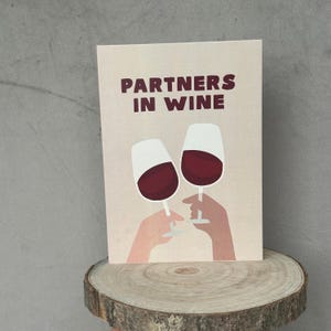Biglietto d'auguri "Partners in Wine" - Divertente biglietto d'auguri per amici, coppie e amanti del vino