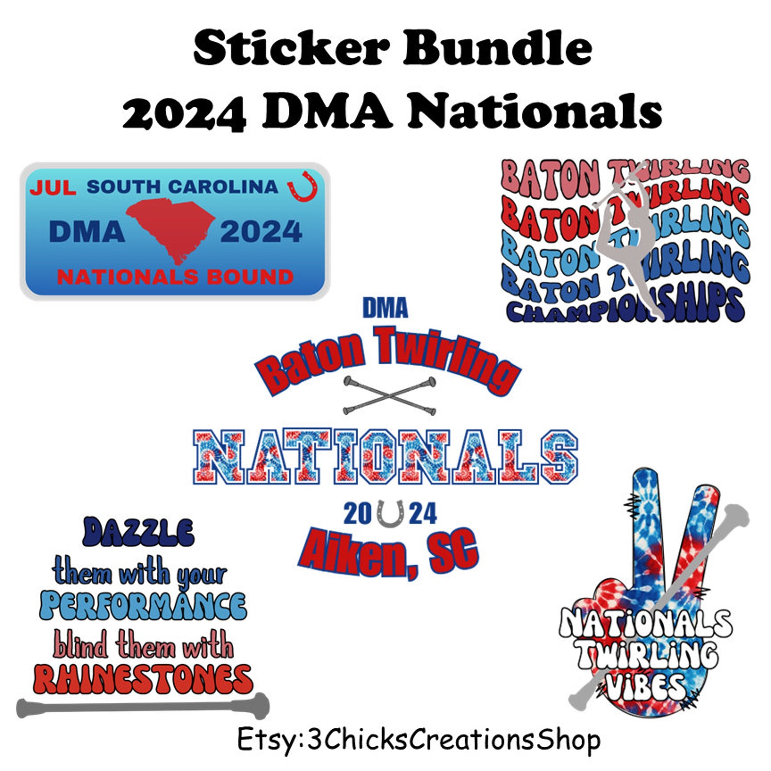 DMA Baton Twirler Nationals 2024 Competition Sticker Bundle Twirler ...
