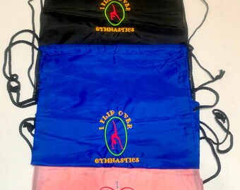 Gymnastics Drawstring Practice Bag Gymnast Backpack Gift Embroidered