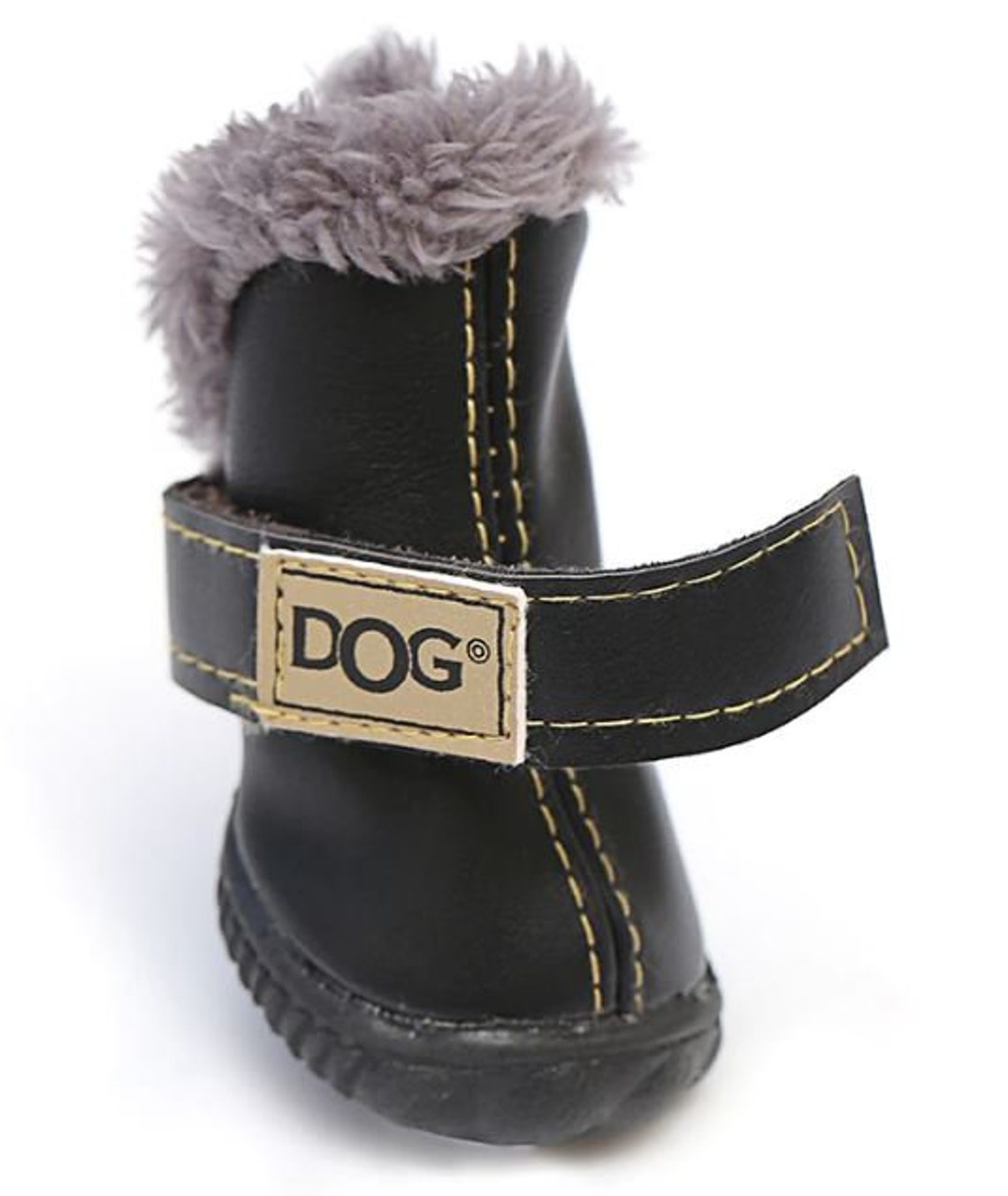 Dog Booties Black UggInspired Fur Traction Etsy