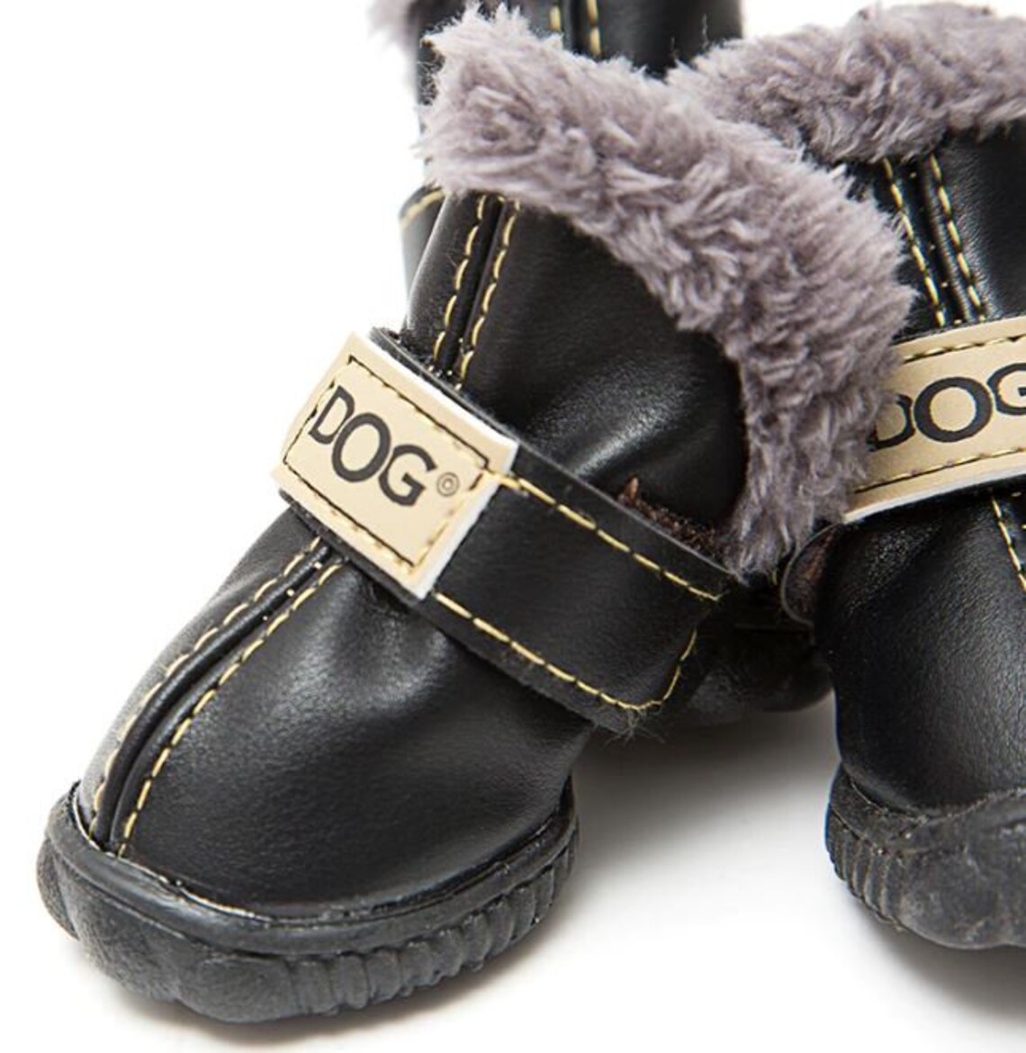 Dog Booties Black UggInspired Fur Traction Etsy