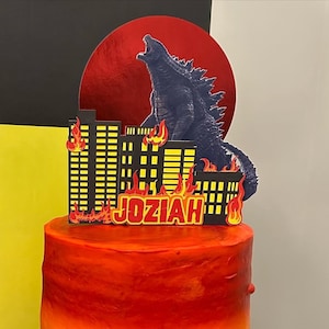 Godzilla Personalized Cake Topper, Godzilla Birthday Party Decoration, Custom Cake Topper Name Letters, Godzilla Theme Birthday
