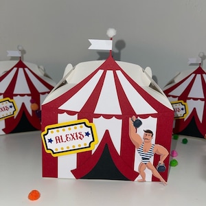Circus Tent Favor Boxes: Carnival Party Decoration, Personalized Candy Box