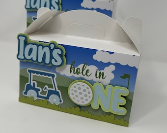 Cajas de regalo de golf: decoración para fiesta de cumpleaños de hoyo en uno