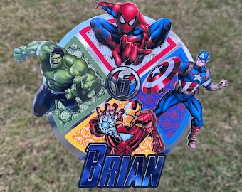 Adorno para tarta de Los Vengadores personalizado: decoración para fiesta de cumpleaños de superhéroes
