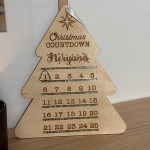 Advent Countdown,Personalized Countdown to Christmas,Wooden Advent Calendar Gift,Laser Engraved, Kids Advent Countdown,Days Until Christmas