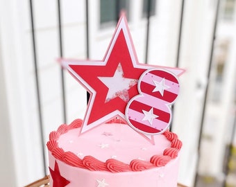 American Girl Doll Party Cake Topper, Pink Star Decoration