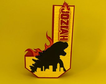 Godzilla Personalized 3D Letter, Godzilla Birthday Party Decoration, 3D Letters, Custom 3D Letters, 3D Name Letters, Godzilla Theme Birthday