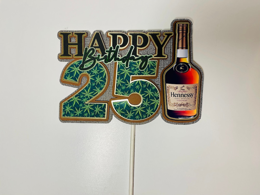 Cognac Birthday Cake Topper, Personalized Cake Topper, Henny Cake