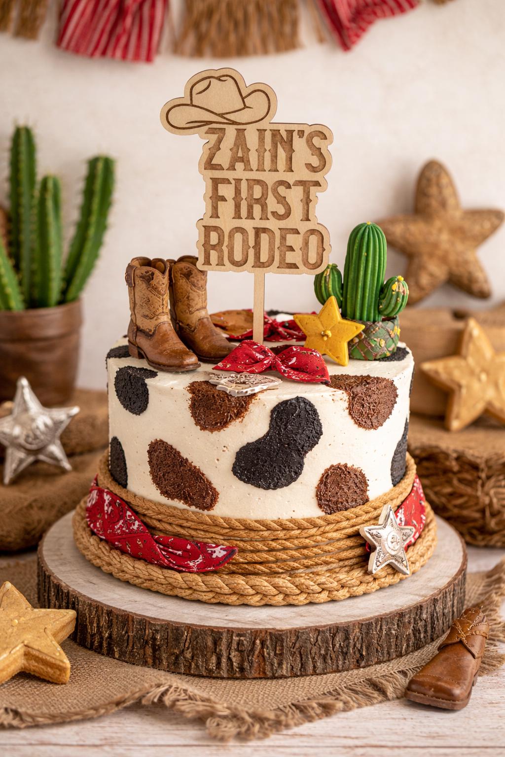 My First Rodeo Cake Topper, Western 1st Birthday Decorations, Cowboy ...