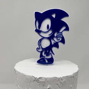 Adorno para tarta de acrílico de Sonic The Hedgehog, fiesta temática de Sonic, adorno para tarta de cumpleaños, idea para fiesta de Sonic, adorno para tarta de acrílico de jugador