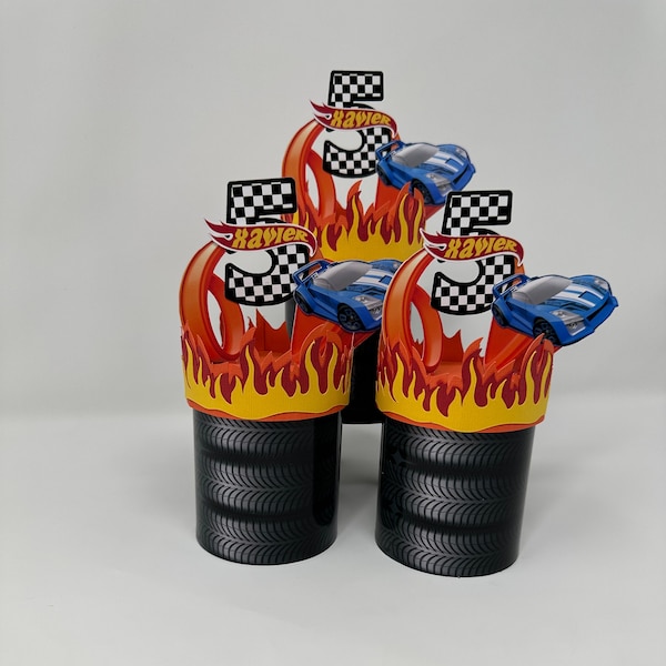 Personalized Racing Car Potato Chip Can: Hot Wheels Birthday Party Favor