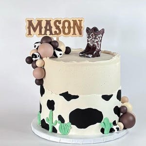 Western Cowboy Leder Holz Cake Topper, Cowboy Wild West Geburtstagsparty Kuchen Dekor, Rodeo Cake Topper, Western Thema Geburtstagsparty Dekor