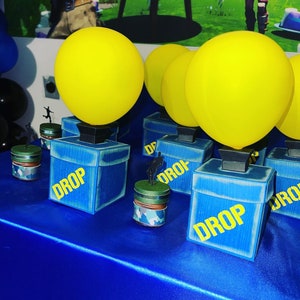 Drop Box Birthday Party Favors Box, Birthday Decoration Gamer Theme, Video Game Party Favors Blue Drop Box Crate, Supply  Box
