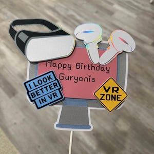 Virtual Reality Cake Topper, VR, Boys Birthday Party, Gamer, Game Party, Controller, Headset, Personalize, Party Decor, VR Quest, VR Headset