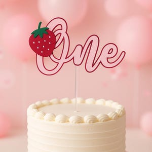 Berry First Birthday Cake Topper, One Strawberry theme, Strawberry party decor, strawberry cake topper, Strawberry Party
