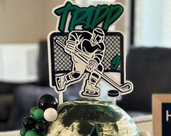 Custom Hockey Acrylic Cake Topper: Personalized Player Design