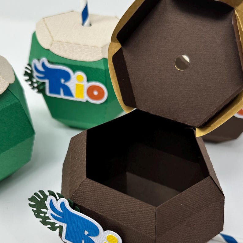 Personalized Coconut Candy Box: Rio Movie Hawaiian Birthday Party Favor ...