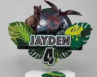 Decorazione personalizzata per torta a tema dinosauri: decorazioni per compleanno a tema dinosauri