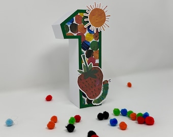 Hungry Caterpillar First Birthday Number: 3D Party Decoration