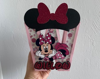 Minnie Mouse 3D-bokstav, Disney personlig 3D-bokstav, Minnie födelsedagsfestdekoration, flickors 3D-bokstäver, rosa anpassade 3D-bokstäver