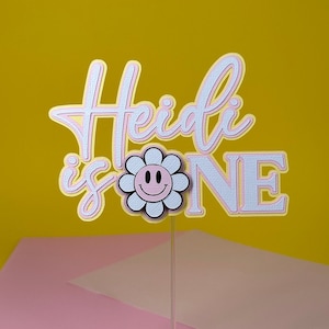 Groovy Flower Smiley Face Cake Topper First Birthday Boho Daisy Cake Topper ONE Cake Topper Smash Cake Retro Groovy Boho Birthday Party