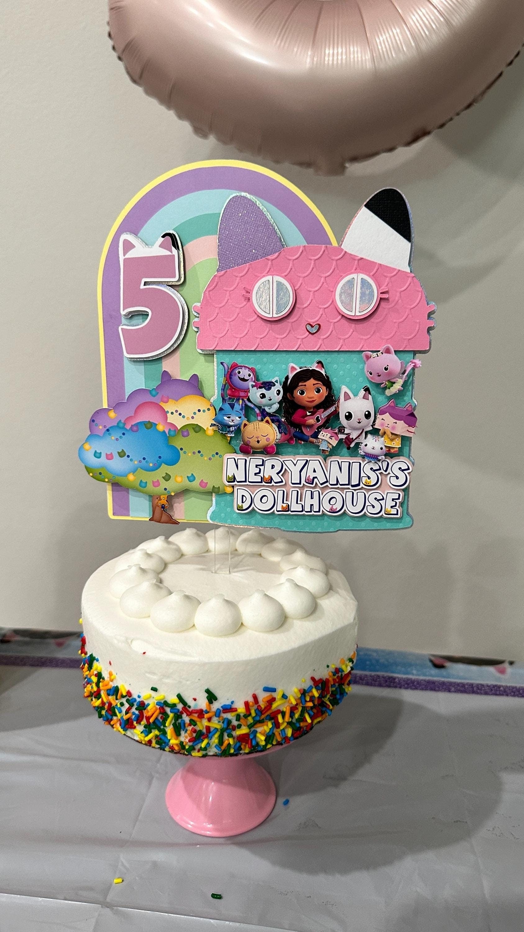 Gabby's Dollhouse Cake Topper: Personalized Birthday Party Decoration