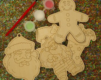 DIY Christmas Ornament Painting Kit: 9 Wooden Holiday Crafts