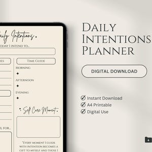 Daily Planner Printable A4, US Letter | Digital iPad Planner PDF | Self Care, Gratitude & Intentions Sheet for Busy Mums | Instant Download