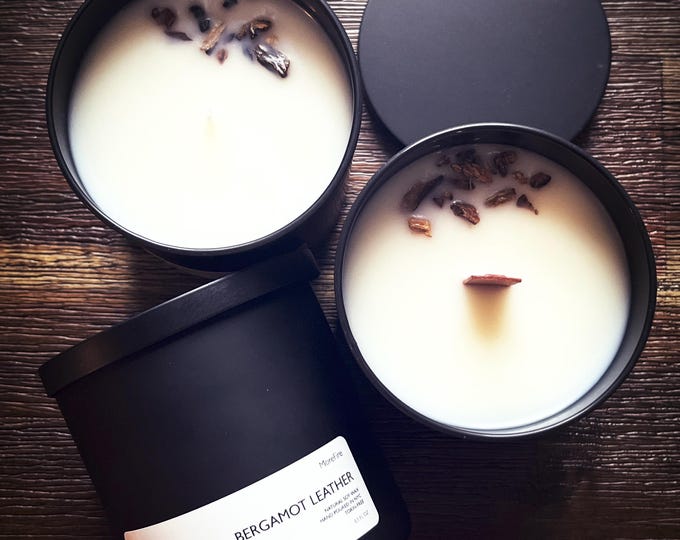NEW | Bergamot Leather | Matte Black Tumbler | Hand-Poured | Toxin-Free | Clean Candle